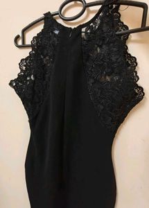 New AX PARIS Elegant Black Lace Trimmed Dress