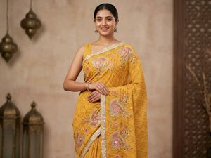 Elegant Yellow Embroidered Saree