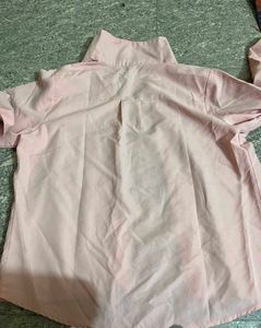 Cute Pink Collared Shirt with Bow Detail