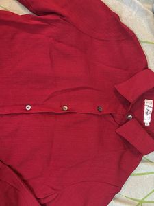 Red Button-Down Kurta