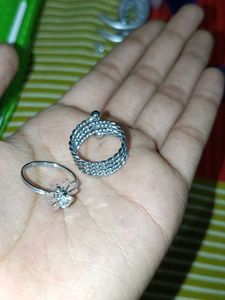 Stylish Flower &amp; Chain Rings Set