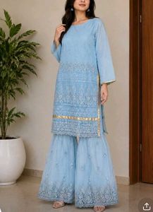 pakistani Blue Embroidered Suit