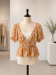 Floral Wrap Peplum Top