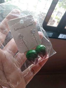 Green Strawberry Earrings