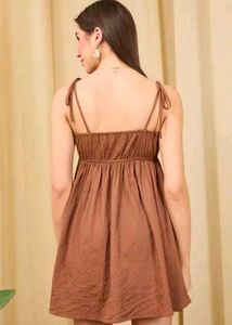 Cute Brown Sleeveless Mini Dress