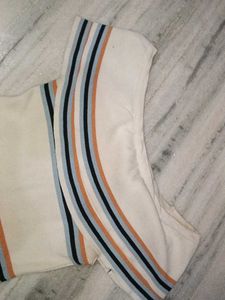 Off-Shoulder Striped Knit Top