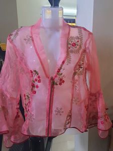 Embroidered Pink Kimono Jacket