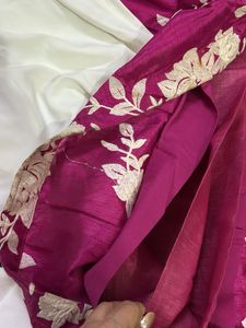 Elegant White Top &amp; Magenta Skirt Set