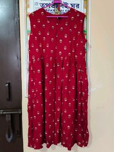 Red Paisley Print Dress