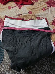 3 Lacoste White red grey  Boxer Briefs Brand new .