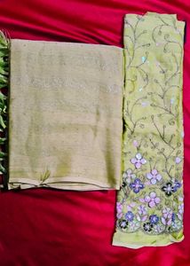 Designer saree with embroidery work blouse