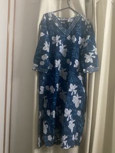 Blue Floral Print Kurta