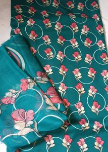 Beautiful Floral Print dress material with Dupatta