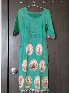 Green Antique Printing style kurta set