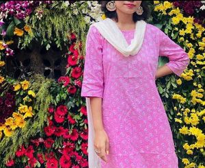 Vibrant Pink Printed Kurta