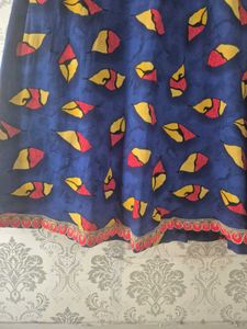 Vibrant Blue Ethnic Print Skirt