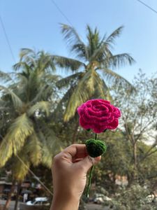 Handmade Crocheted Pink Rose