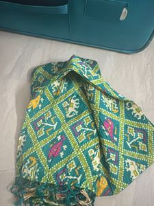 Green Silk Dupatta with Elephant Print