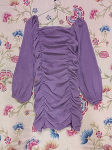 Chic Lavender Ruched Mini Dress
