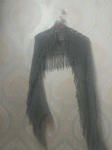 Chic Grey Crochet Shawl,for winters