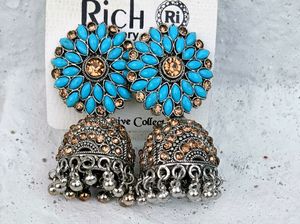 Earrings for women fashion jhumka oxidised Silver