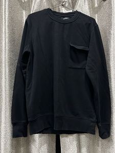 Black Crew Neck Sweatshirt with Pocket
