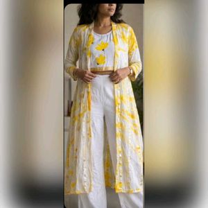 Yellow & White Tie-Dye Kurta Set