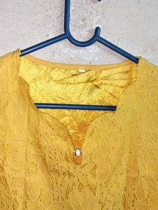 Elegant Yellow Lace Blouse Top Layered
