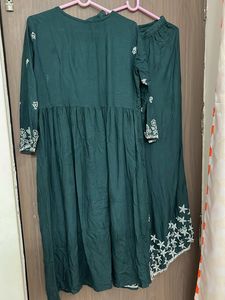 100% cotton chikan work full flare 2pc set