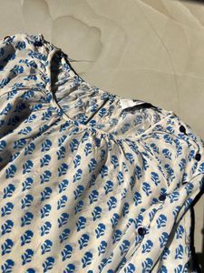 Blue Floral Print Top