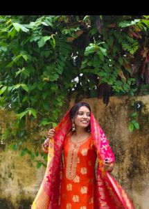 Beautiful Pink Banarasi Silk Suit set
