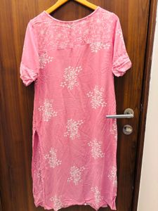 Pink Floral Print Kurta
