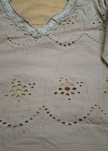 Embroidered Beige Cotton Kurta