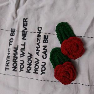 Crochet Rose Hair Clip (Pair)