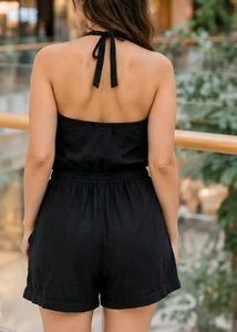 Chic Black Halter Neck Romper