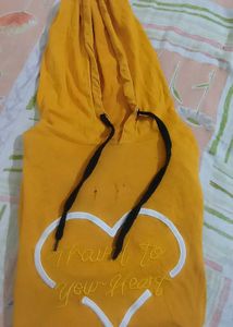 Yellow Heart Print Hoodie