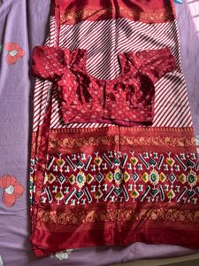 Red Silk Saree with Blouse