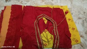 Yellow Saree with Red Border