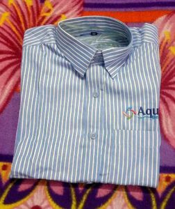 Men's Blue Striped Short Sleeve Shirt