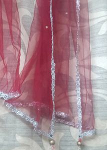 Elegant Red Net Dupatta Scarf