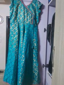 Beautiful Teal Kurta with Golden Print
