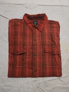 5XL Men's cotton  Red Plaid Short Sleeve Shirt