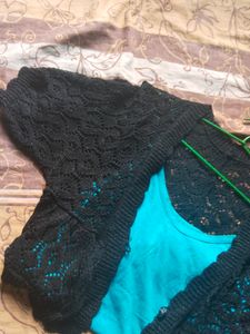 Handloomed Black Shrugs With Inner
