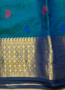 Elegant Blue Saree with Golden Border