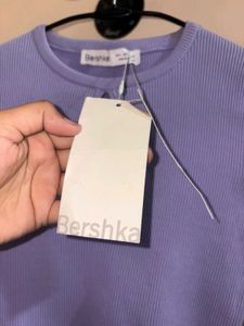 Bershka Lilac Ribbed Cutout Top