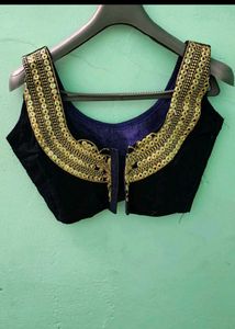 Embroidered Velvet Blouse