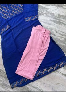 Blue Kurta with Pink Pants