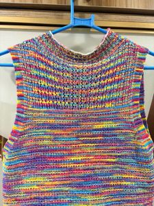 Colorful Knit Mock Neck Tank Top