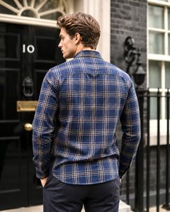 Mast &amp; Harbour Stylish Men's Blue Plaid Shirt
