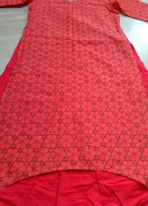 2 Layered Red Kurta with Mirror Work